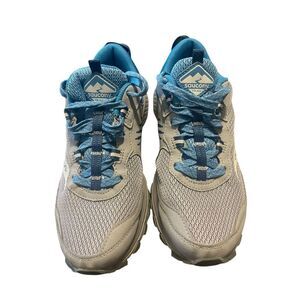 Saucony Womens Blue Wide Grid Cohesion React2U Sneakers Shoes Size 8